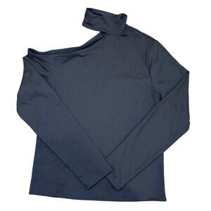 abercrombie long sleeve seamless fabric asymmetrical cutout top black M